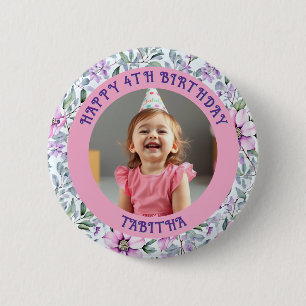 Badge Rond 5 Cm Âge, nom et photo personnalisés Anniversaire