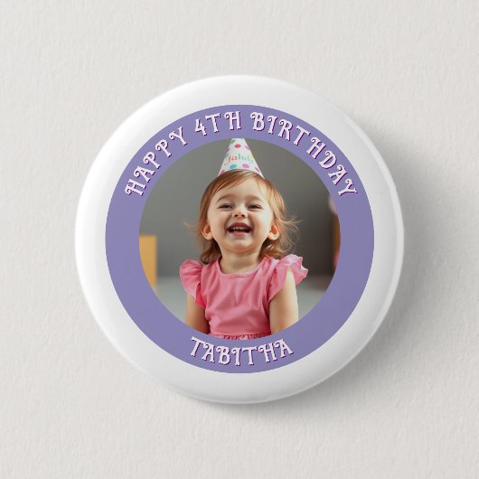 Badge Rond 5 Cm Âge, nom et photo personnalisés Anniversaire (Devant)