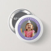 Badge Rond 5 Cm Âge, nom et photo personnalisés Anniversaire (Devant & derrière)