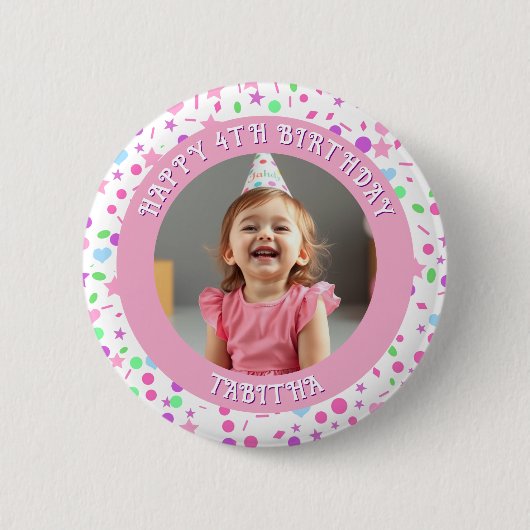 Badge Rond 5 Cm Âge, nom et photo personnalisés Anniversaire (Devant)