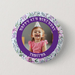 Badge Rond 5 Cm Âge, nom et photo personnalisés Anniversaire