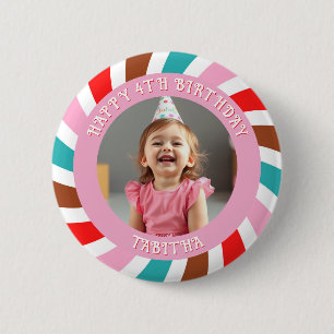 Badge Rond 5 Cm Âge, nom et photo personnalisés Anniversaire