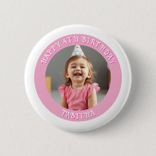 Badge Rond 5 Cm Âge, nom et photo personnalisés Anniversaire