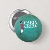 Badge Rond 5 Cm Agent de bord avec typographie de l'équipage Cabin (Devant & derrière)