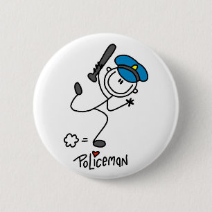 Badge Rond 5 Cm Agent de police en bonhomme allumette de base