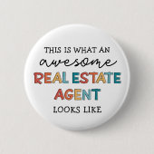 Badge Rond 5 Cm Agent Immobilier Drôle Awesome Realtor Cadeaux (Devant)