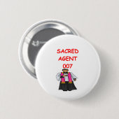 Badge Rond 5 Cm agent secret de prêtre (Devant & derrière)