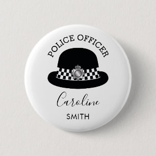 Badge Rond 5 Cm Agente de police féminine Personnalisé
