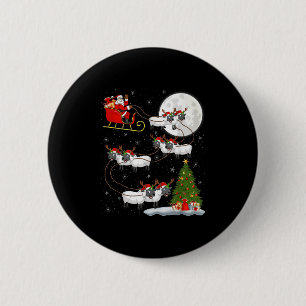 Badge Rond 5 Cm Agneaux Mouton Père Noël Sleigh Flying Funny Magiq