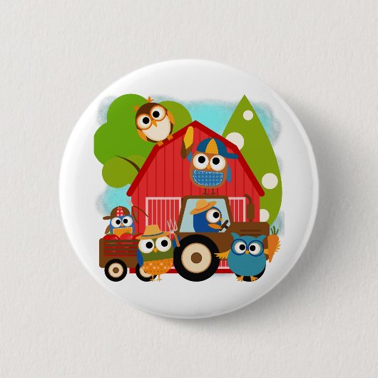 Badge Rond 5 Cm Agriculteurs de hibou (Devant)