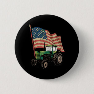 Badge Rond 5 Cm Agriculture Ferme Tracteur Usa Drapeau Tracteur Am
