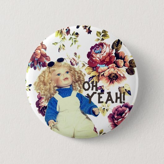 Badge Rond 5 Cm Ah, bouton ouais génial (Devant)