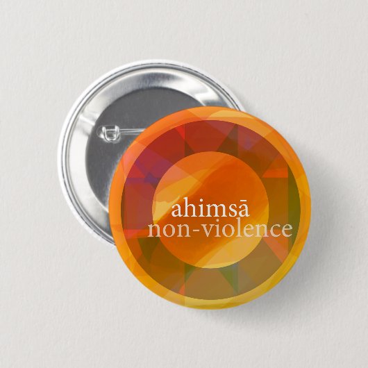 Badge Rond 5 Cm ahimsā - non-violence (Devant & derrière)