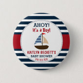 Badge Rond 5 Cm Ahoy C'est un garçon ! Baby shower nautique (Devant)