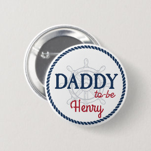 Badge Rond 5 Cm Ahoy C'est un garçon Baby shower nautique papa d'