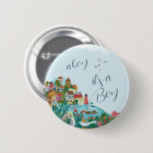 Badge Rond 5 Cm Ahoy c'est une fête baby shower garçon (Devant & derrière)