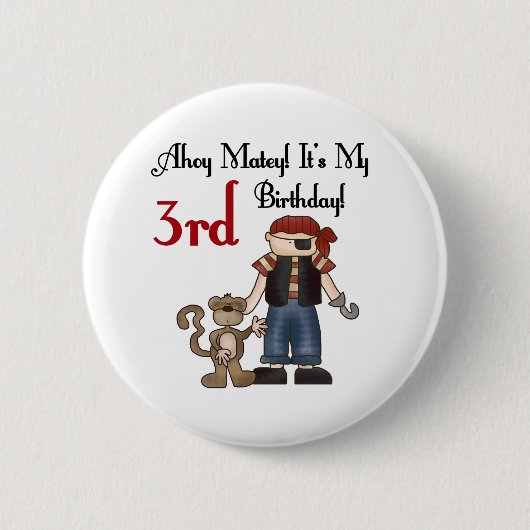 Badge Rond 5 Cm Ahoy Matey Pirate 3ème Anniversaire Tshirts et cad (Devant)