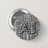 Badge Rond 5 Cm AI Chip Art (Devant & derrière)