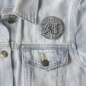 Badge Rond 5 Cm AI Chip Art (En situation)