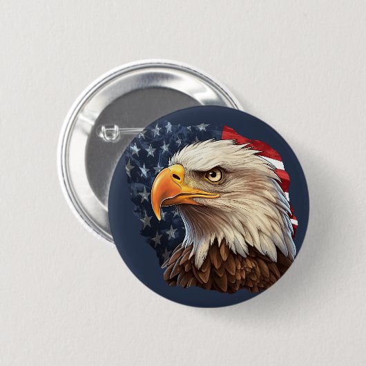Badge Rond 5 Cm Aigle à drapeau américain (Devant & derrière)