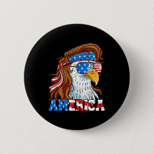 Badge Rond 5 Cm Aigle américain 4 juillet Mullet Drapeau américain