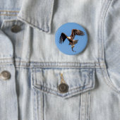 Badge Rond 5 Cm Aigle Bald avec un poisson (En situation)