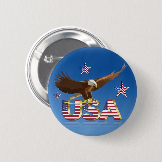 Badge Rond 5 Cm Aigle chauve américain (Devant & derrière)