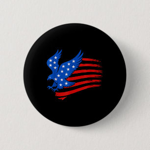 Badge Rond 5 Cm Aigle chauve drapeau américain États-Unis 4 juille