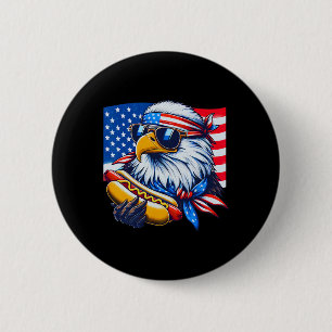 Badge Rond 5 Cm Aigle chauve drôle Hotdog Drapeau américain 4 juil