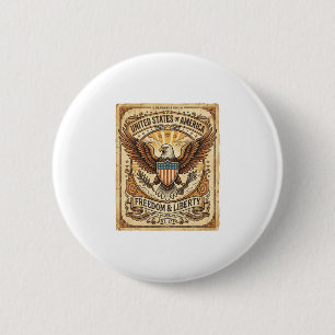 Badge Rond 5 Cm Aigle chauve vintage patriotique en détresse