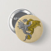 Badge Rond 5 Cm Aigle d'or et dragon d'argent (Devant & derrière)