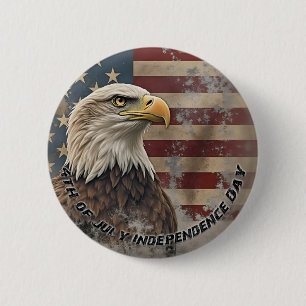 Badge Rond 5 Cm Aigle et drapeau majestueux - Esprit de liberté