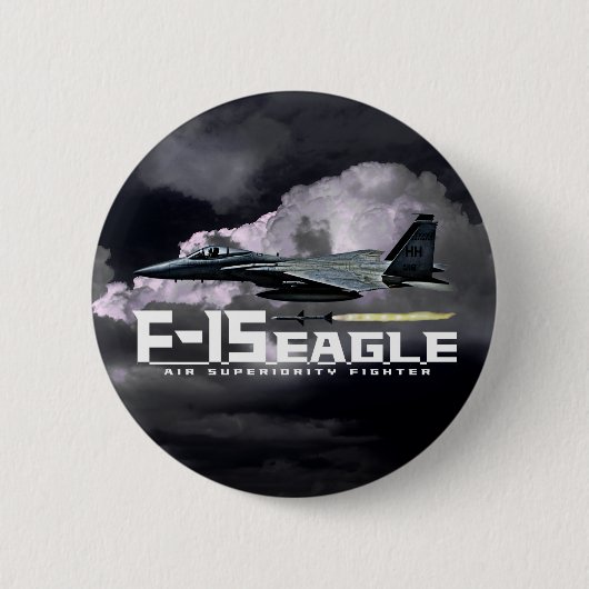 Badge Rond 5 Cm Aigle F-15 (Devant)