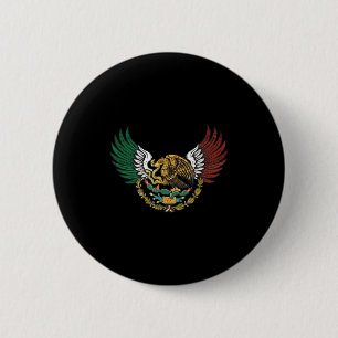 Badge Rond 5 Cm Aigle mexicain aztèque aux ailes du drapeau tricol