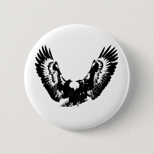 Badge Rond 5 Cm Aigle noir et blanc (Devant)