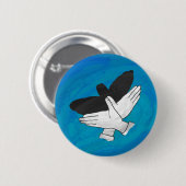 Badge Rond 5 Cm Aigle Ombre Sur Bleu (Devant & derrière)
