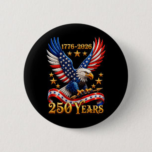 Badge Rond 5 Cm Aigle patriotique des États-Unis 250e anniversaire