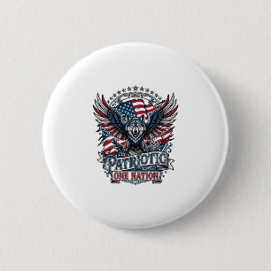 Badge Rond 5 Cm Aigle Patriotique Loup Hybride Animal Hybride Patr