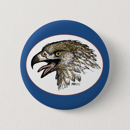 Badge Rond 5 Cm Aigle qui crie (Devant)