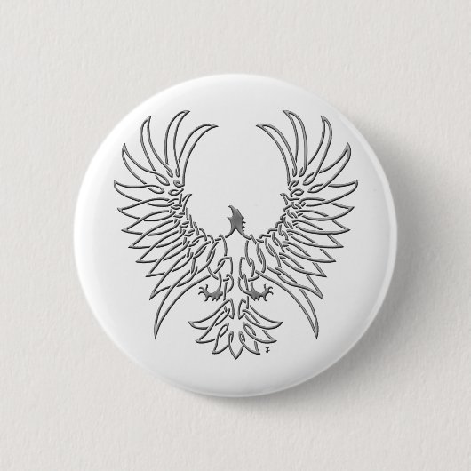 Badge Rond 5 Cm aigle se levant, argent (Devant)