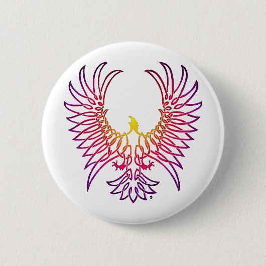 Badge Rond 5 Cm aigle se levant, sunglow (Devant)
