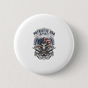 Badge Rond 5 Cm Aigle Tactique Patriotique Crâne Inspiré Militaire