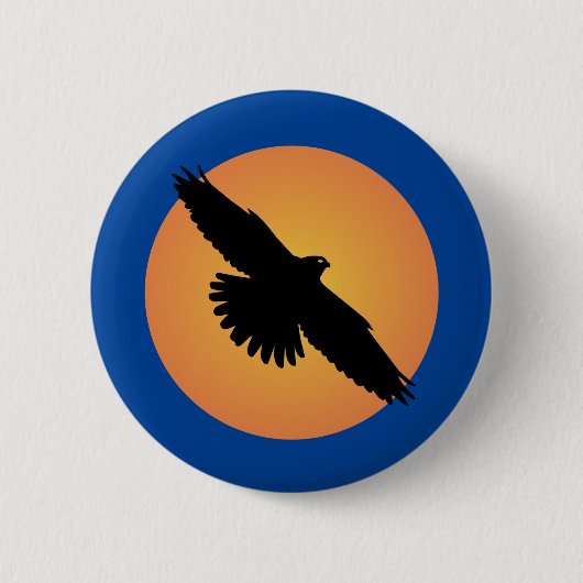 Badge Rond 5 Cm Aigle volant devant le soleil (Devant)