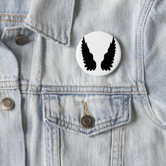 Badge Rond 5 Cm ailes d'anges noirs (En situation)