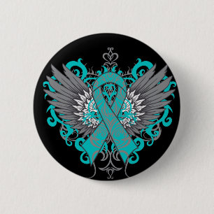Badge Rond 5 Cm Ailes de cool de Cancer ovarien