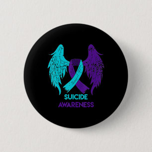 Badge Rond 5 Cm Ailes De Sensibilisation Au Suicide Et Ruban Turqu