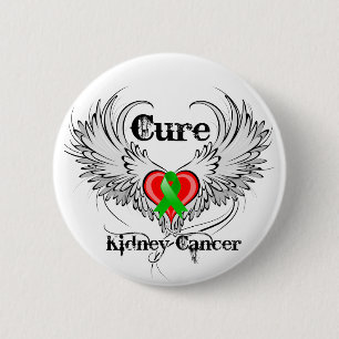 Badge Rond 5 Cm Ailes de tatouage de coeur de Cancer de rein de