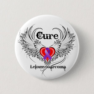 Badge Rond 5 Cm Ailes de tatouage de coeur de léiomyosarcome de