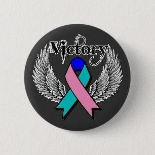 Badge Rond 5 Cm Ailes de victoire - cancer de la thyroïde