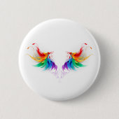 Badge Rond 5 Cm Ailes fluffy arc-en-ciel (Devant)